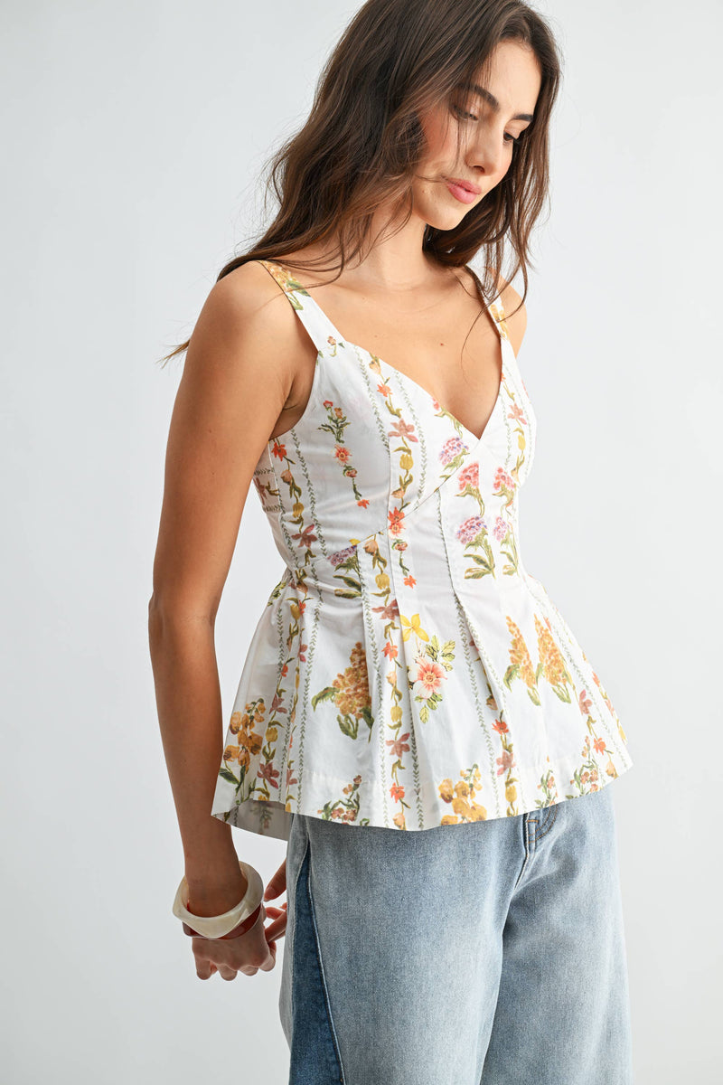 Floral Print Top - Ivory