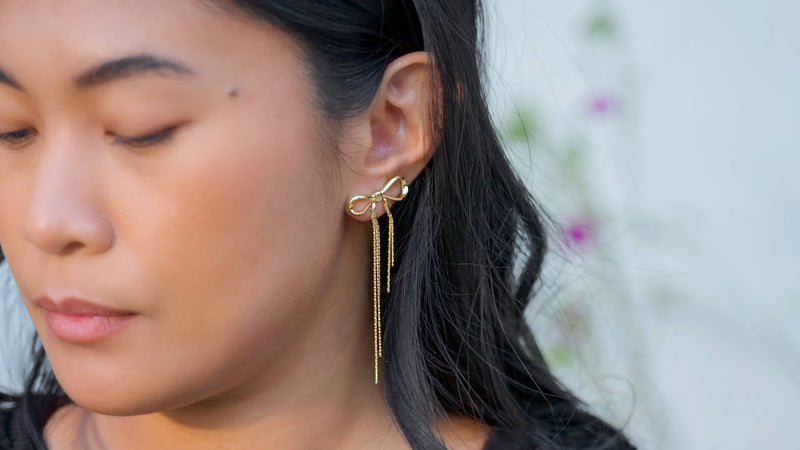 Disco Bow Studs- Gold Plated