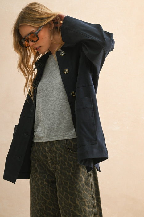 Suede Jacket - Navy