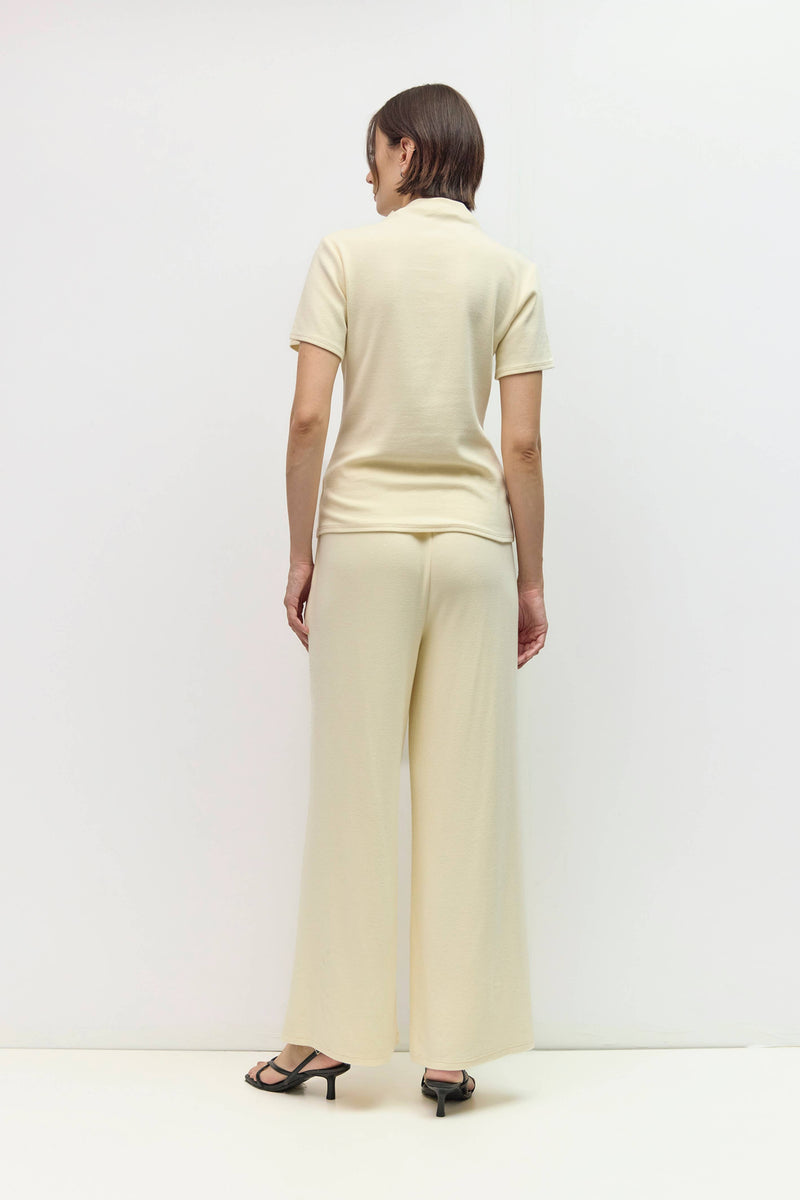 The Carrie Top | Soft Knit Turtleneck Short Sleeve Top - Beige