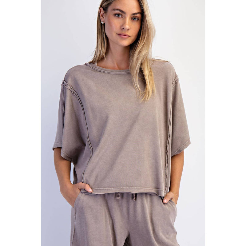 Mineral Washed Oversized Tee - Mocha