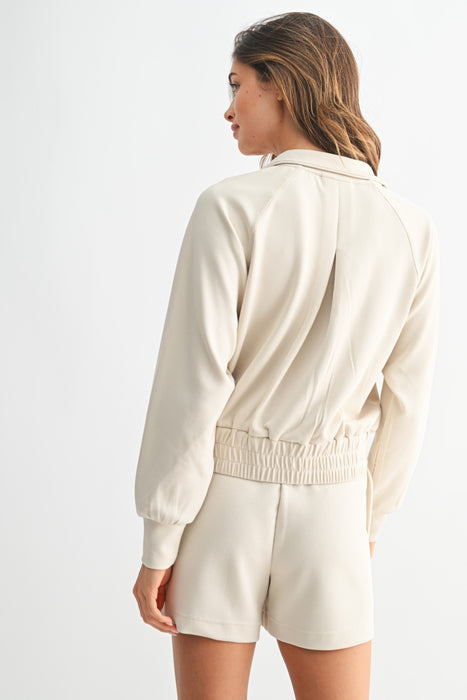 Sand Wash Rib Zip Jacket - Natural