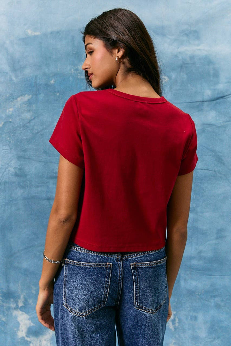 USA Short Sleeve Round Neck Tee - Red