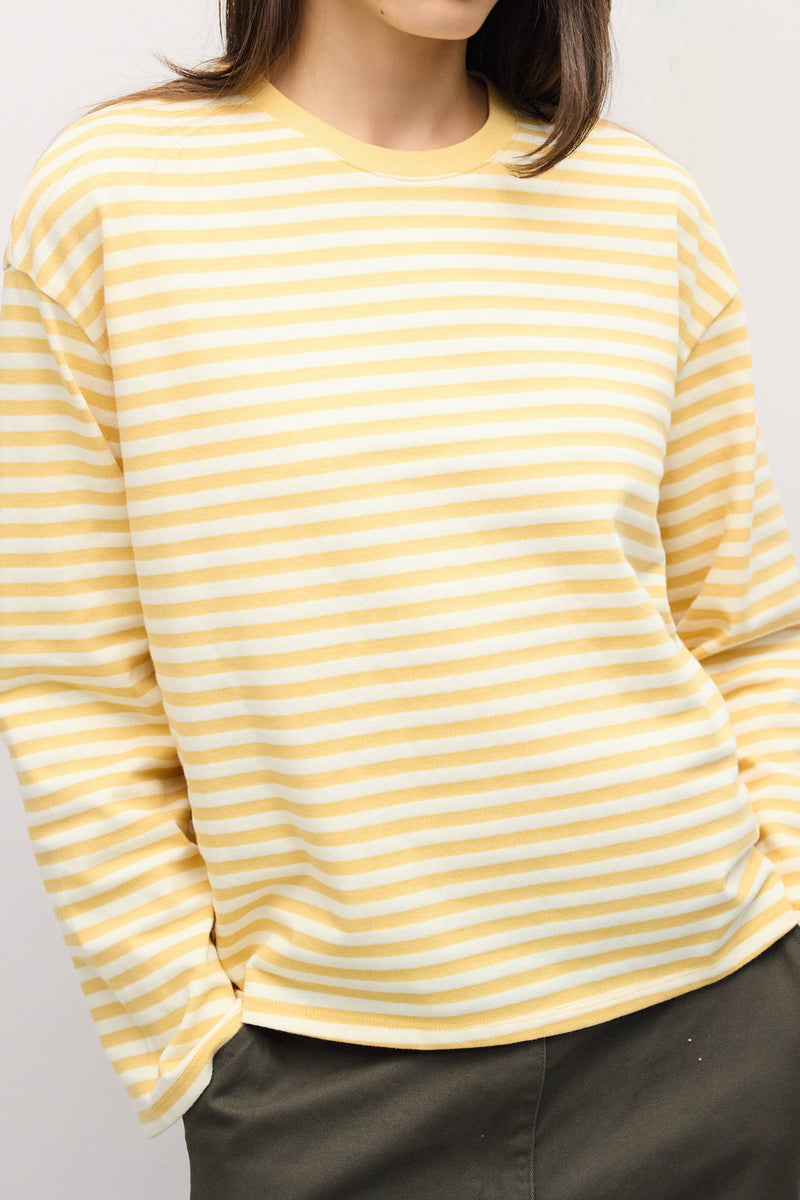 The Jessie Top | Striped Long Sleeve T-Shirt - Yellow & Ivory