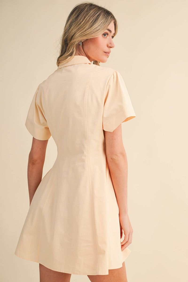 Short Sleeve Mini Dress - Buttermilk