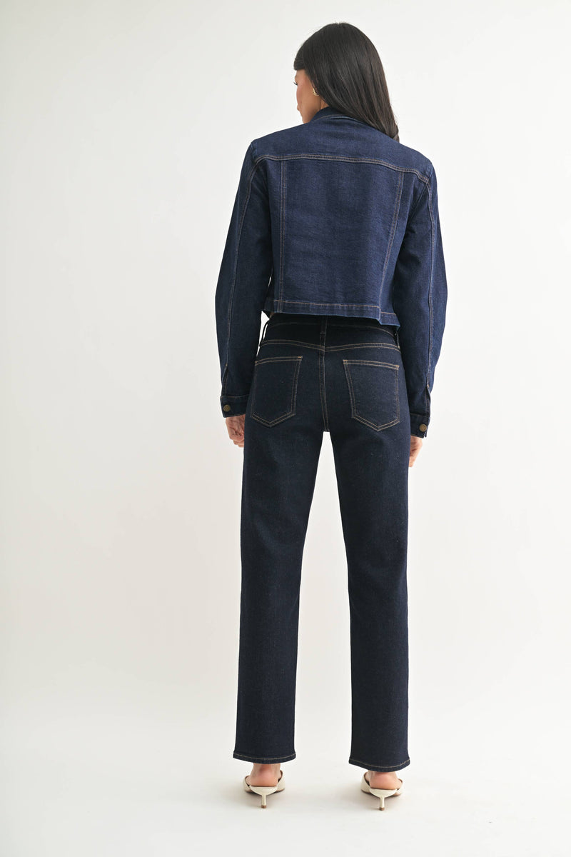 Just Black Denim • Clean Mid Rise Straight Jeans - Dark Denim