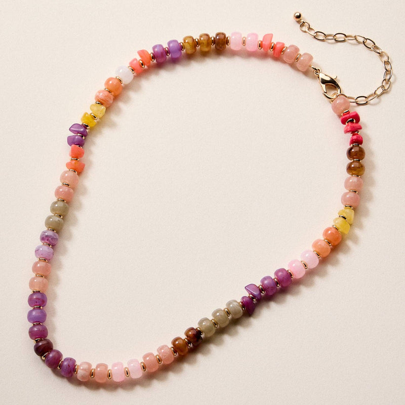 Colorful Beaded Necklace - Fuchsia