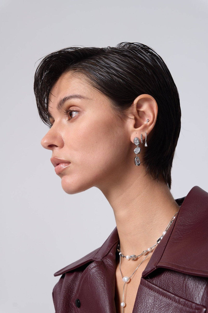 Silver Lauren Multi Gem Drop Earrings