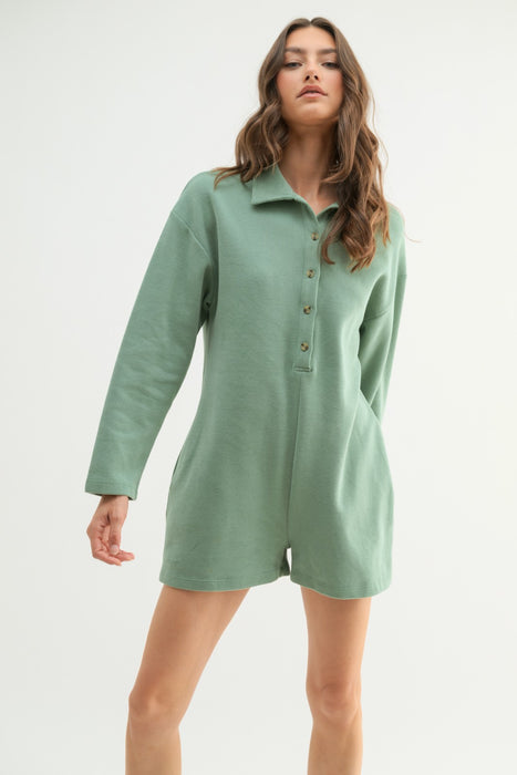 Button Up Romper - Pistachio