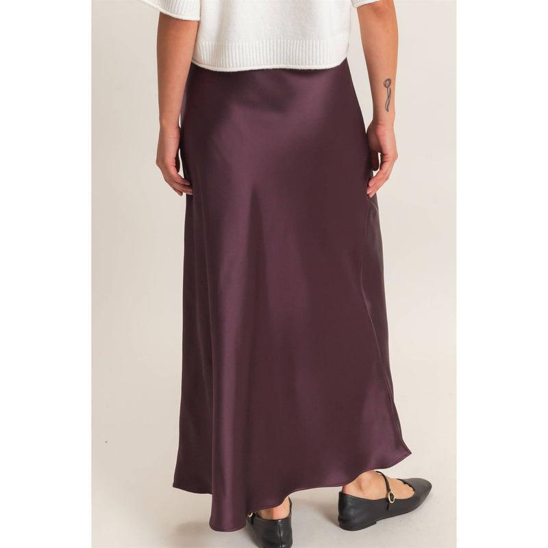 Satin Maxi Skirt - Dark Cherry