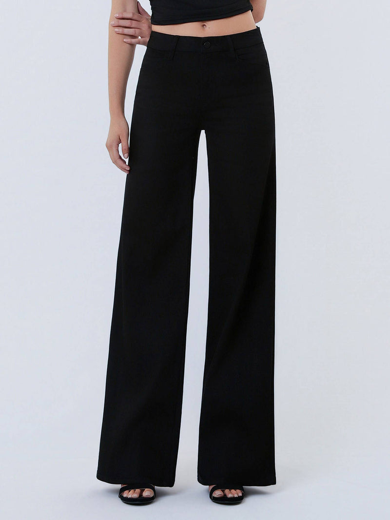 Flying Monkey • High Rise Wide Leg Trouser Jeans - Black