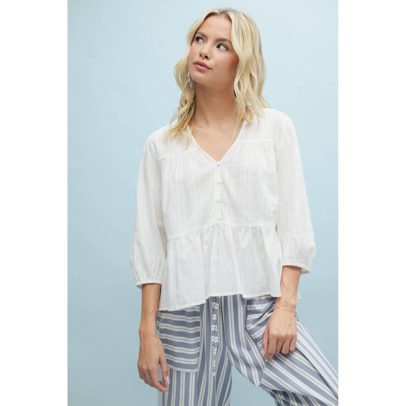 Cotton Peplum Blouse - Off White