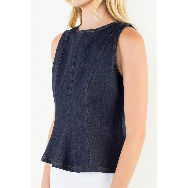 Sleeveless Denim Peplum Top