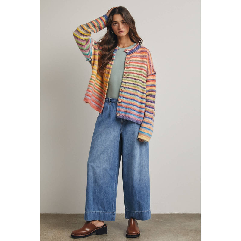 Rainbow Sweater Cardigan - Sky/Purple