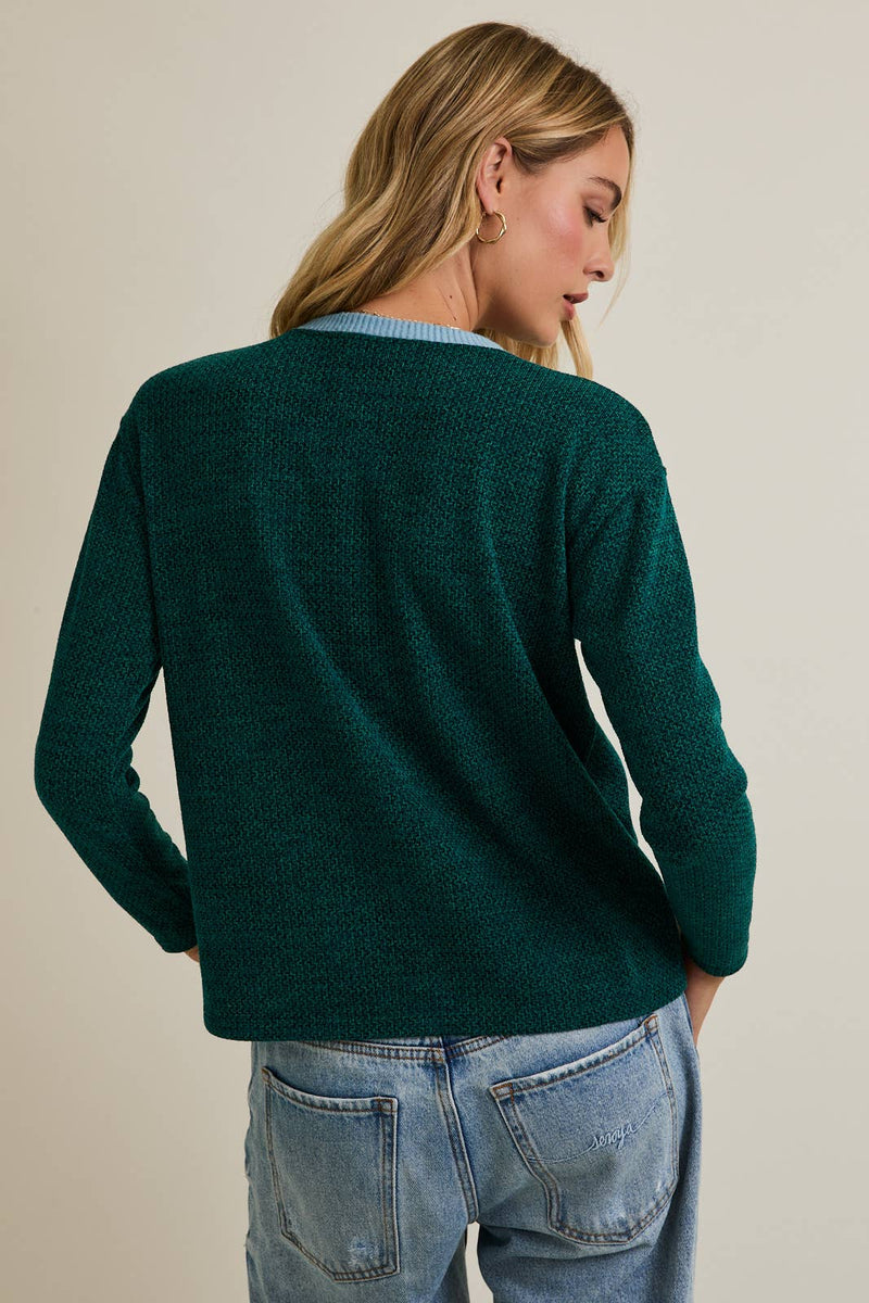 Contrast Detail Top - Green - Curvy