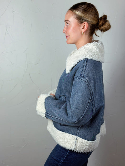 Sherpa Contrasted Denim Jacket