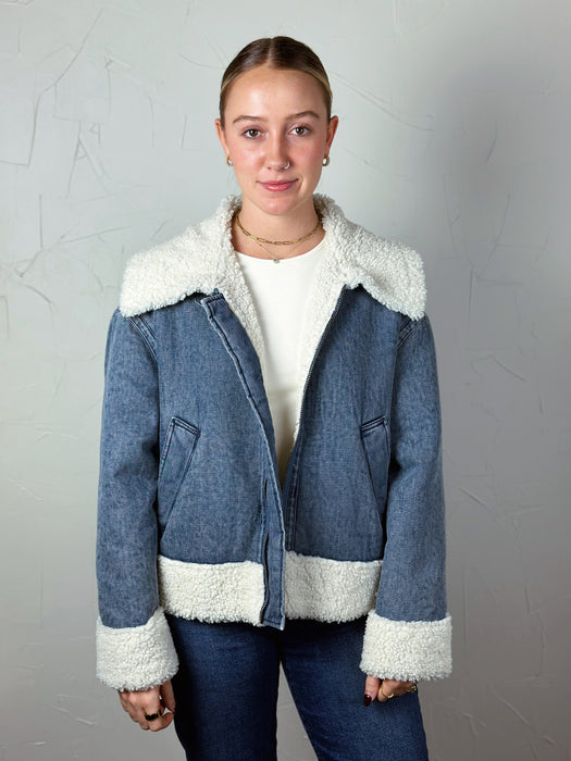 Sherpa Contrasted Denim Jacket