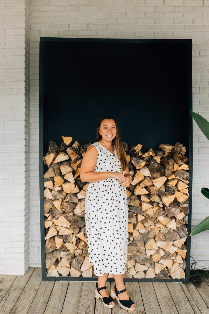 Midi Polka Dot Dress - Cream & Black