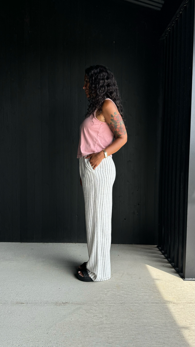 Wide Leg Linen Pant - Ivory