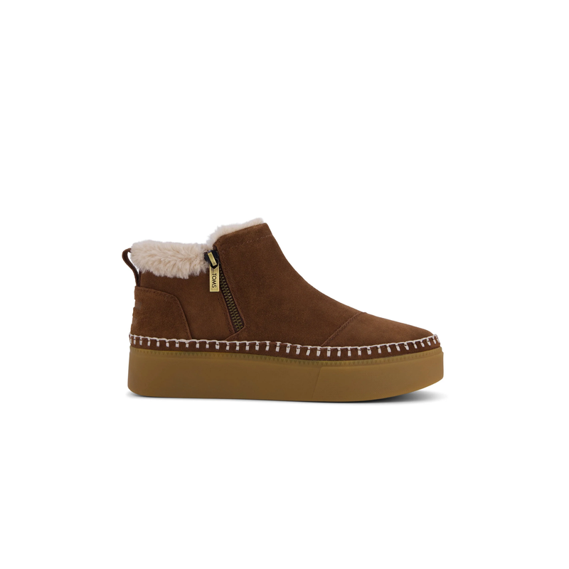TOMS • Percy Mid Platform Sneaker - Hot Cocoa Suede w/ Faux Fur