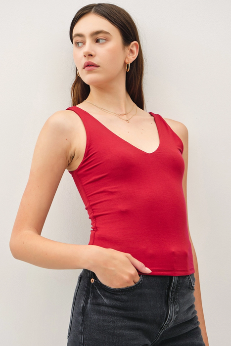 Soft & Stretchy Full Length Jersey Tank - Scarlet