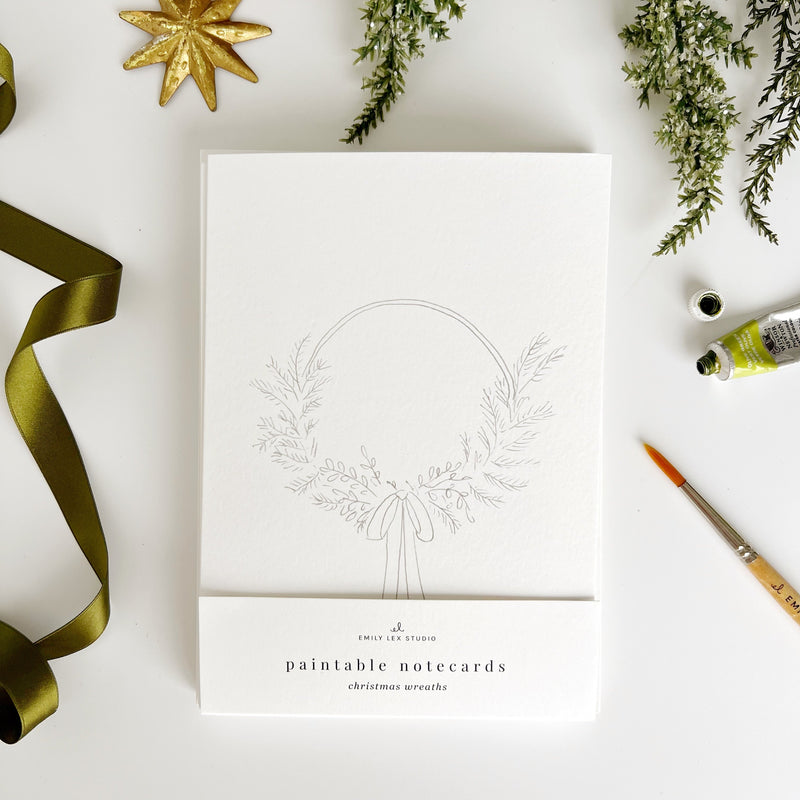Wreath Paintable Notecards
