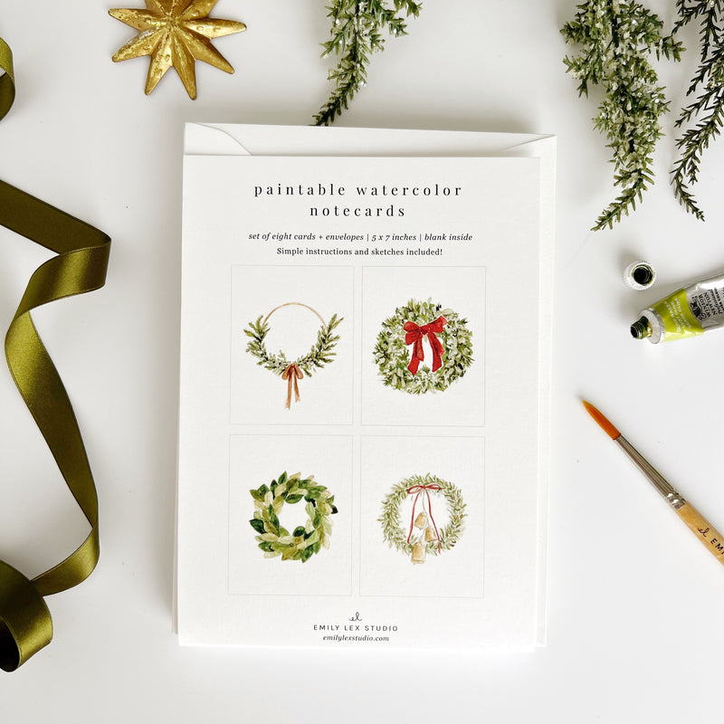 Wreath Paintable Notecards