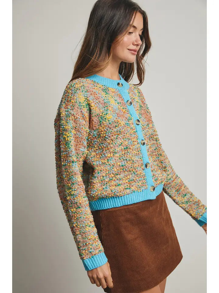 Multi-Colored Popcorn Cardigan