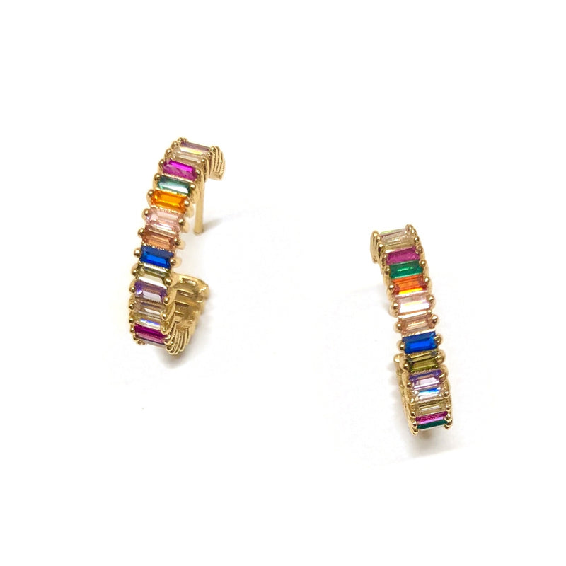 Nikki Smith Designs • Rainbow Shimmer Hoop Earrings Gold
