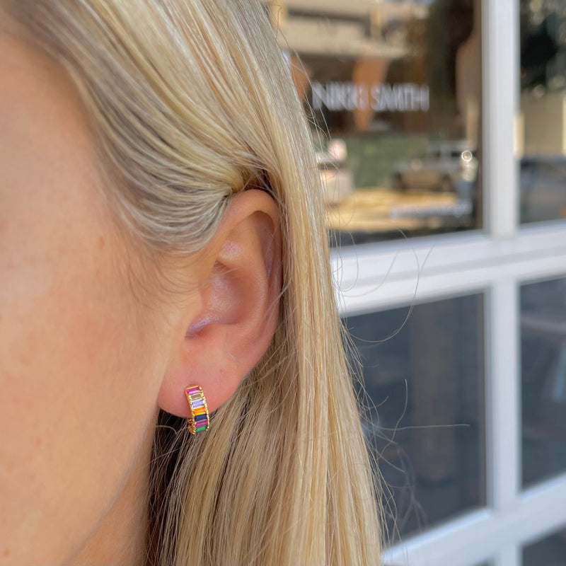 Nikki Smith Designs • Rainbow Gem Huggie Earrings Gold