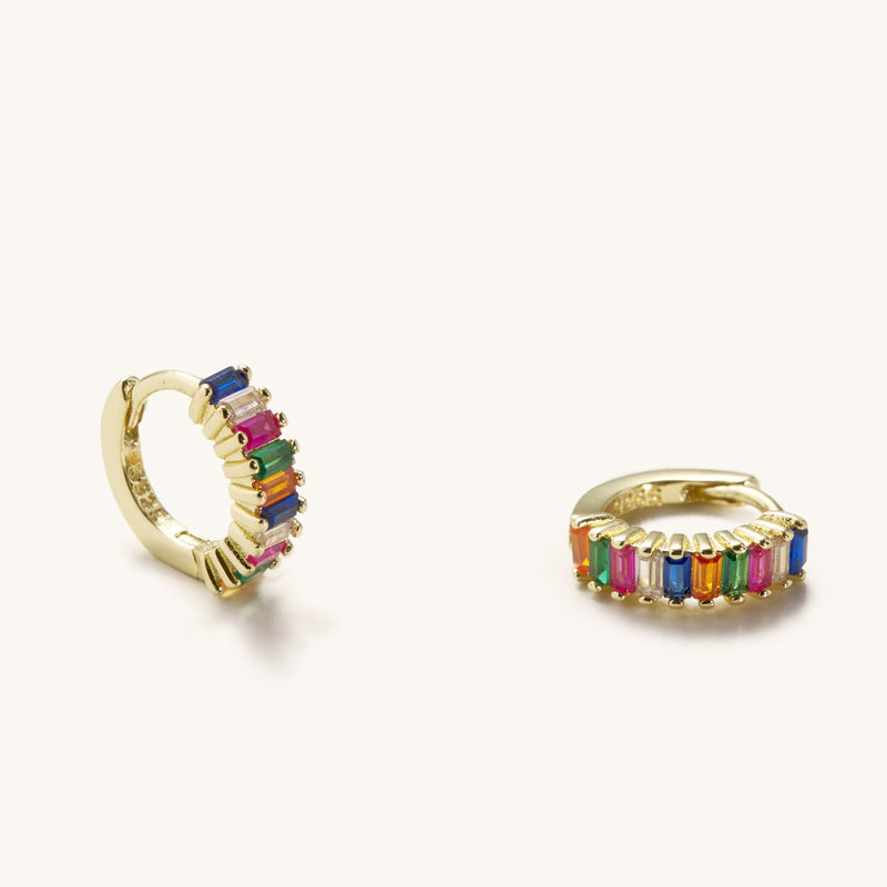 Nikki Smith Designs • Rainbow Gem Huggie Earrings Gold