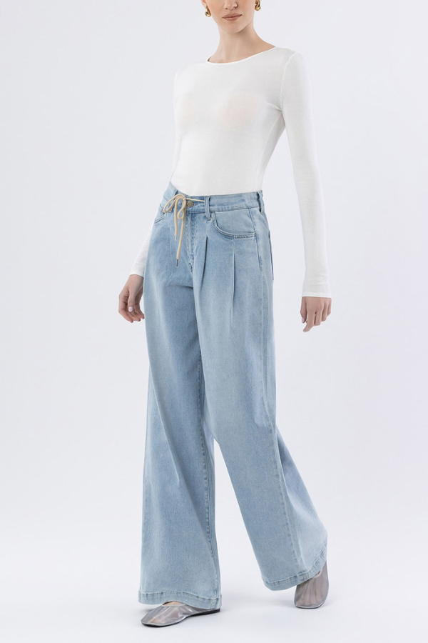 Flying Monkey • Super High Rise Drawcord Wide Leg Jeans - Richness