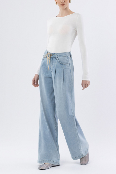 Flying Monkey • Super High Rise Drawcord Wide Leg Jeans - Richness