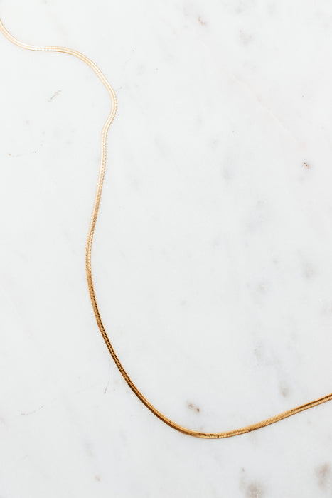 Extra Skinny Herringbone Necklace Gold