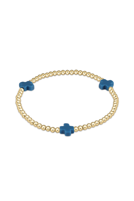 enewton • Signature Cross Gold Pattern 3mm Bead Bracelet - Cobalt
