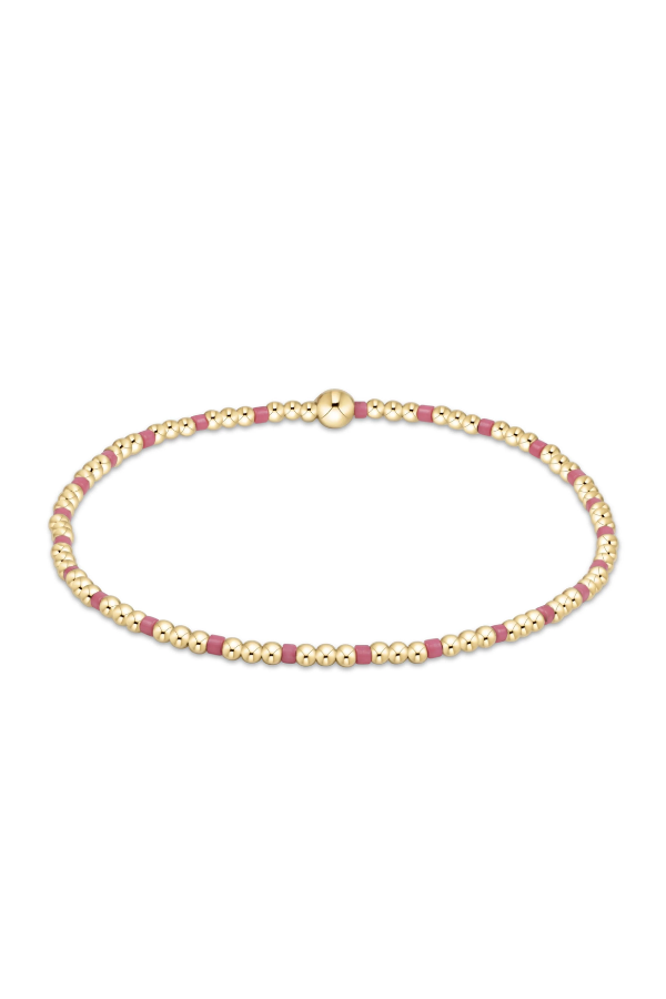 PINK METALLIC HOPE SINCERITY PATTERN 2MM BEAD BRACELET main image 0