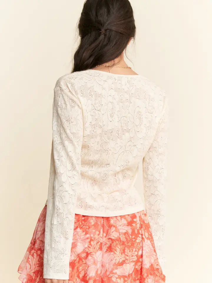 Mesh Lace Top - Ivory/Curvy