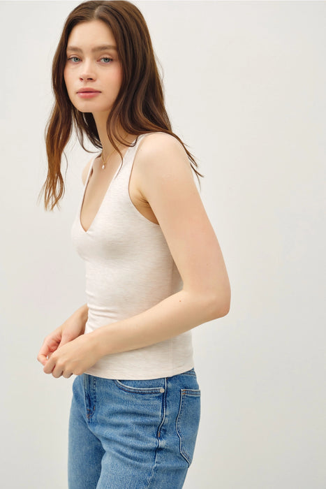 Soft & Stretchy Full Length Jersey Tank - Off White