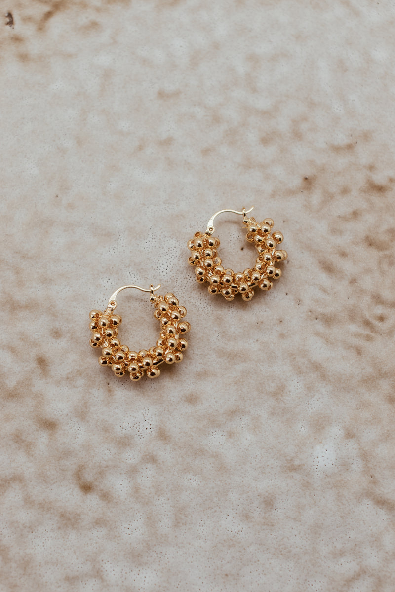 Gold 18K Plated Beaded Bubbles Earring - 23691