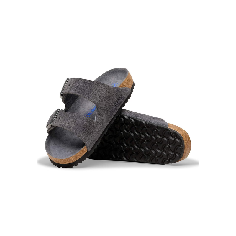 Birkenstock® • Arizona Soft Bed Sandal - Suede Charcoal Tonal (Regular)