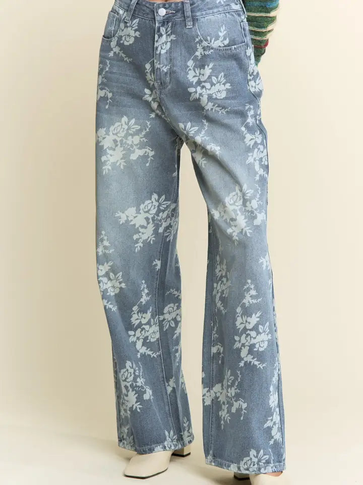 Floral Print Jeans