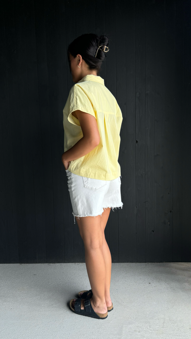 Relaxed Crop Button-Up Shirt - Daisy Yellow