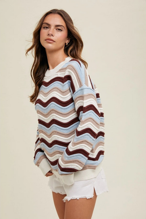 Wavy Striped Sweater - Multicolor