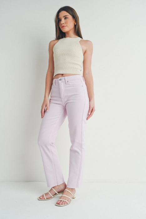 Just Black Denim • Cut-Off Cropped Straight Leg - Lavender