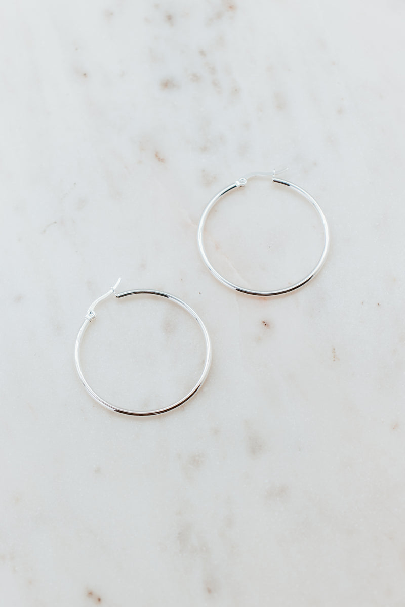 Silver 40mm Hoop Earrings