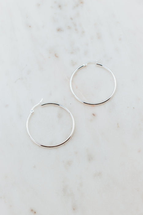 Silver 40mm Hoop Earrings