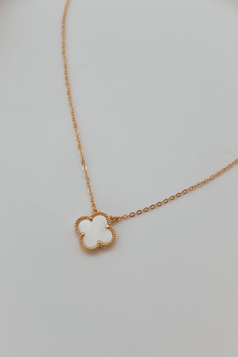 18K Gold Plated Mother Of Pearl Clover Festoon Necklace