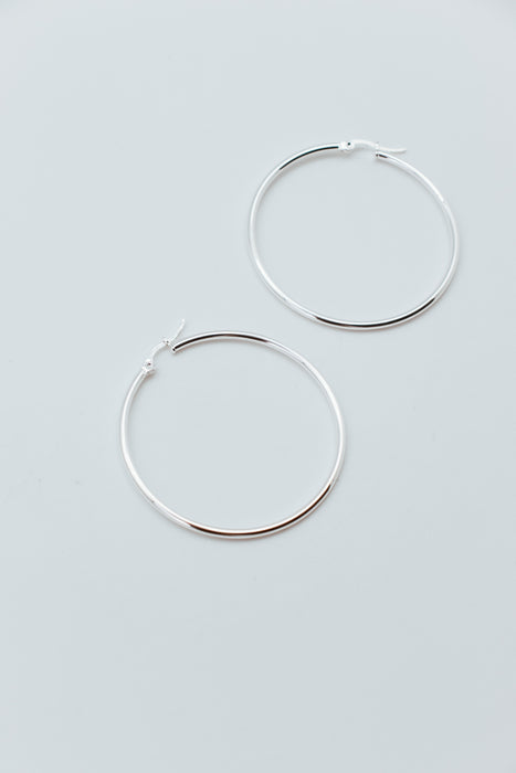 Silver Plated Stainless Steel 50mm Hoops