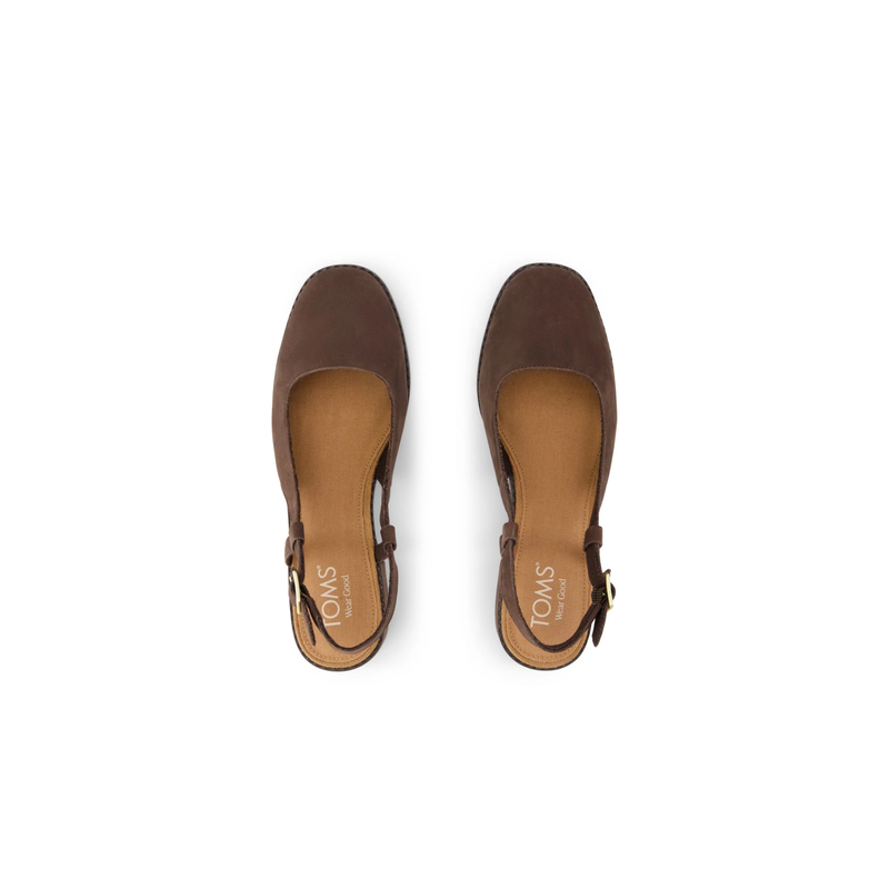 TOMS • Jaclyn Slingback Heels Nubuck Leather - Chocolate Brown