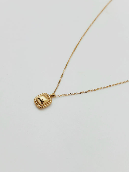 18K Gold Square Pendant Necklace